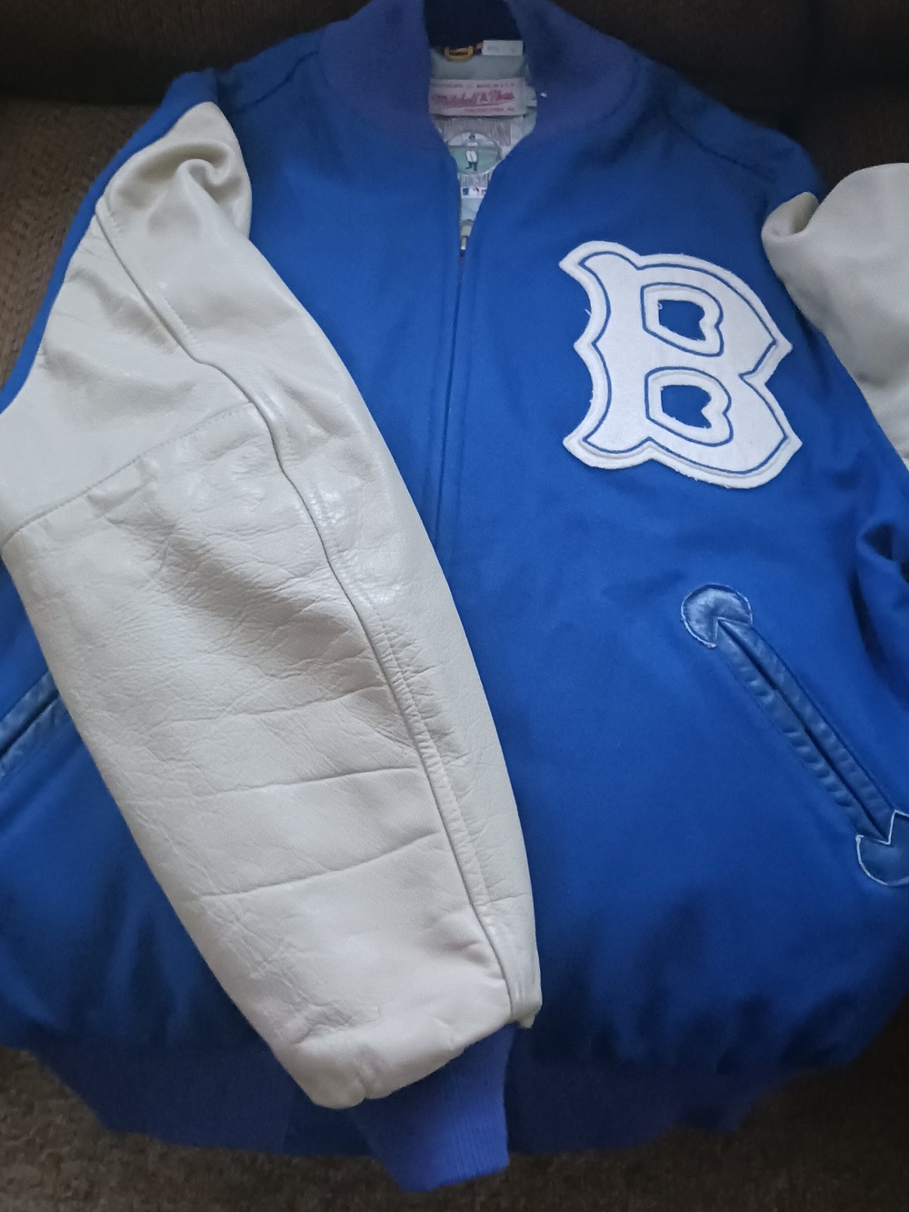 1947 Mitchell Ness Brooklyn Dodgers Leather Jacket Varsity Jacket Sz L Made USA